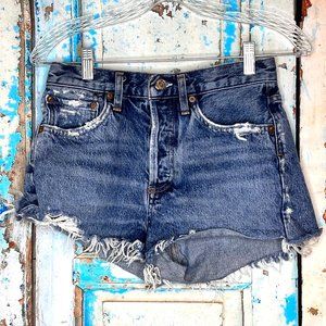 Agolde jeans shorts womens 24 cuttoff button fly raw hem 100% cotton distressed